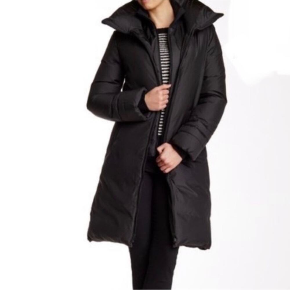Soia & Kyo Black Down Filled Puffer Long Winter Coat SMALL Designer Outdoor